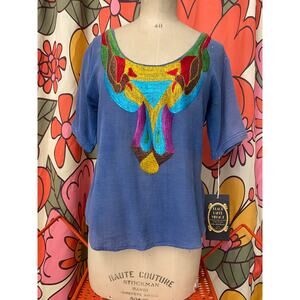 vintage 1970s embroidered gauze top 70s fashion southwestern bohemian shirt s